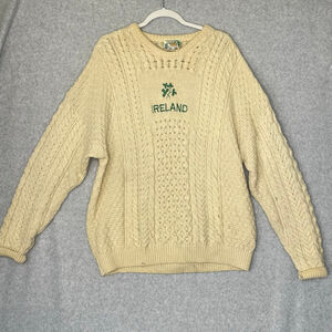 Connemara Knitwear Aran Fisherman Sweater Wool XXL Made in Ireland